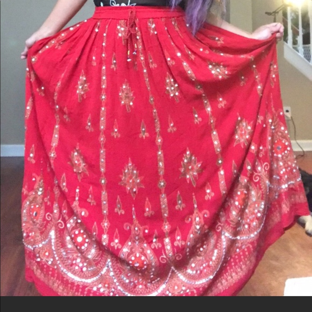 Boho sequin maxi skirt